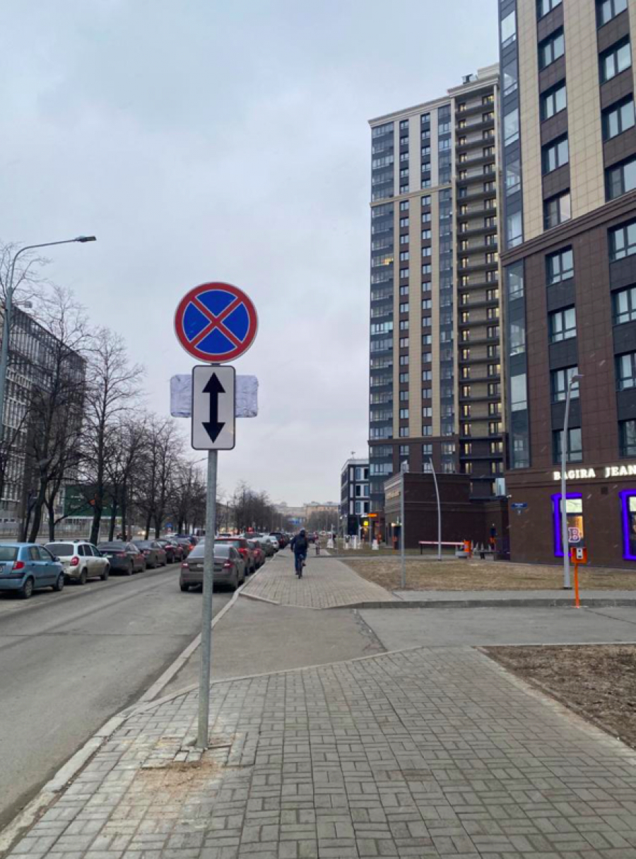 Жители Московского района пожаловались на плачевное состояние газонов после зимы и на стихийную парковку под запрещающим знаком